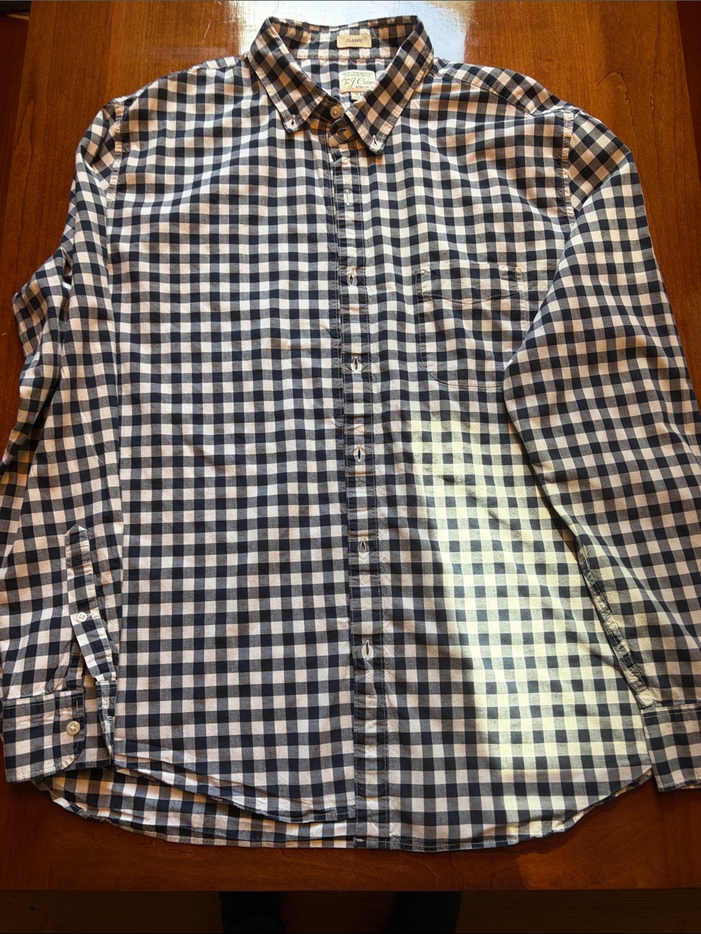 J. Crew Blue and White Gingham Button-Down Shirt